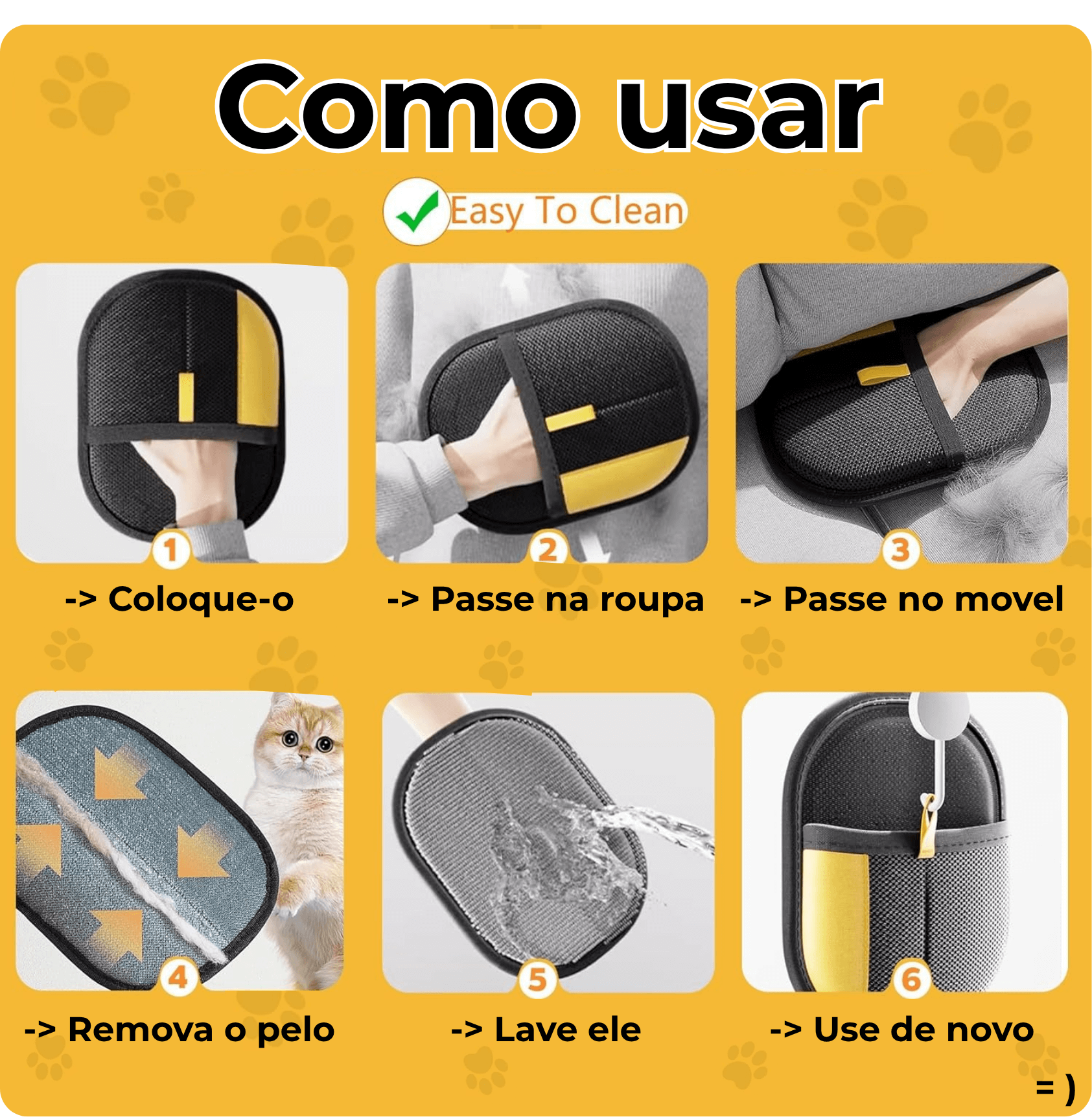 Luva Removedora de pelos Pro Eletrostática